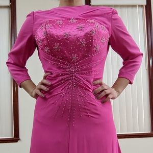 Custom size 6 pink satin and chiffon evening gown